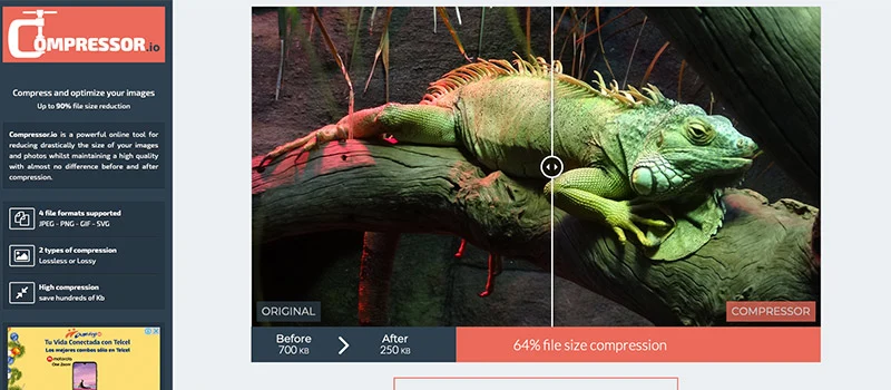 Captura de pantalla de la página Compressor
